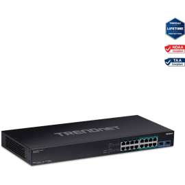 TRENDnet TPE-BG182g, 18-Port Gigabit 470W PoE++ Switch with 8 x 95W PoE++ Ports, 8 x 30W PoE+ Ports, 2 Gigabit SFP Slots,470W PoE Budget, 1U 19" Rack Mountable, 18 Ports, 2 Layer Supported, Modular, 440 W PoE Budget
