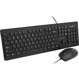 V7 Washable Antimicrobial Keyboard & Mouse Combo, USB Cable, English (US), Black, USB Cable Mouse
