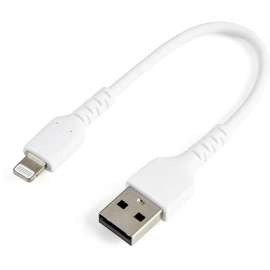 StarTech.com 6 inch/15cm Durable White USB-A to Lightning Cable, Rugged Heavy Duty Charging/Sync Cable for Apple iPhone/iPad MFi Certified, Aramid fiber shelters heavy duty lightning cable from stress of bends/twists, White durable strong rugged USB-A to 