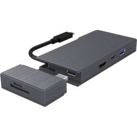 4XEM USB-C Mini Docking Station with Gigabit Ethernet Port, for Notebook, USB 3.1 (Gen 1) Type C, 3 x USB Ports, 2 x USB 3.0