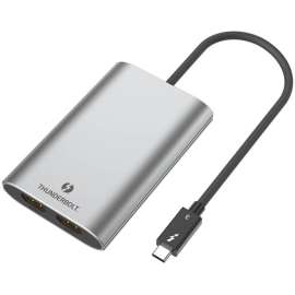 4XEM Type-C Thunderbolt to Dual HDMI Display Adapter, 1 Pack, 1 x USB Type C Thunderbolt 3 Male, 2 x HDMI 2.0 Digital Audio/Video Female, 4096 x 2160 Supported