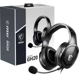 MSI Immerse GH20 Gaming Headset with Microphone - Stereo - Mini-phone (3.5mm) - Wired - 32 Ohm - 20 Hz - 20 kHz - Over-the-head - Binaural - Circumaural - 4.92 ft Cable - Uni-directional Microphone - Black