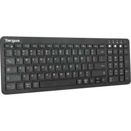 Targus Midsize Multi-Device Bluetooth Antimicrobial Keyboard - Wireless Connectivity - Bluetooth - English (US) - QWERTY Layout - PC, Mac - AAA Battery Size Supported - Black