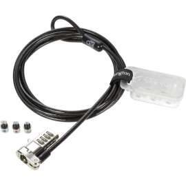Kensington 3-in-1 Combination Serialized Laptop Lock, Preset, Carbon Steel, Plastic, 6 ft, For Notebook