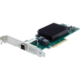 Atto Technology ATTO 4-Port External 4-Port Internal 12Gb/s SAS/SATA to PCIe 4.0 Host Bus Adapter, 12Gb/s SAS, PCI Express 4.0 x8, Plug-in Card, 1 Mini SAS HD (x4) SFF 8644 External, 1 Mini SAS HD (x4) SFF 8643 Internal