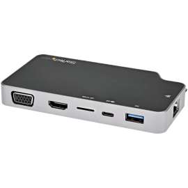 StarTech.com USB C Multiport Adapter, USB-C to 4K HDMI or VGA Video with 100W PD Pass-through, 10Gbps USB Hub/MicroSD/GbE, USB-C Mini Dock, USB-C multiport adapter 10Gbps with 4K HDMI / VGA, USB-A (Fast Charge), USB-C, microSD, GbE, Presentation mode swit
