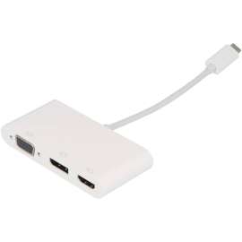 VisionTek USB-C to DisplayPort, HDMI & VGA Hub (M/F/F/F) - 1 x Type C USB 2.0 USB Male - 1 x HDMI Digital Audio/Video Female, 1 x 15-pin HD-15 VGA Female, 1 x DisplayPort Digital Audio/Video Female - 3840 x 2160 Supported