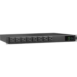 Tripp Lite PDU ATS / Metered 120V 1.44kW 15A 8 5-15R Dual 5-15P 12ft Cords - Metered Auto Transfer Switch - NEMA 5-15P - 8 x NEMA 5-15R - 120 V AC - 1U - Horizontal - Rack-mountable, Wall-mountable - TAA Compliant