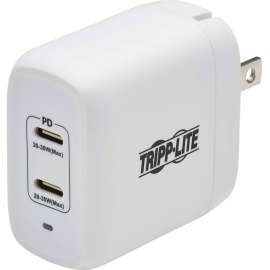Tripp Lite USB C Wall Charger Dual-Port Compact 40W PD Charging GaN White, 120 V AC, 230 V AC Input, 5 V/3 A, 9 V, 12 V Output, White