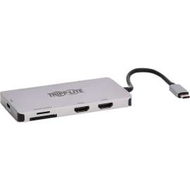 Tripp Lite USB C Dock Dual-Display 4K HDMI USB Hub Memory Card PD Charging Docking Station, for TV/Monitor/Projector/Notebook/Smartphone/Tablet/Desktop PC, 100 W, USB Type C, 2 Displays Supported