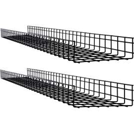 Tripp Lite Wire Mesh Cable Tray - 300 x 100 x 1500 mm (12 in. x 4 in. x 5 ft.), 2-Pack - Cable Tray - Black Powder Coat - 2 - Steel