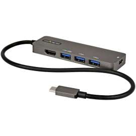 StarTech.com USB C Multiport Adapter, USB-C to HDMI 4K 60Hz (HDR10), 100W PD Pass-Through, 4xUSB 3.0, USB Type-C Mini Dock, 12" Long Cable, USB-C multiport adapter 4K 60Hz HDMI 2.0b (DP 1.4 Alt-Mode), USB 3.0 Hub 5Gbps (2x USB-A/1x USB-C), USB C Mini Dock