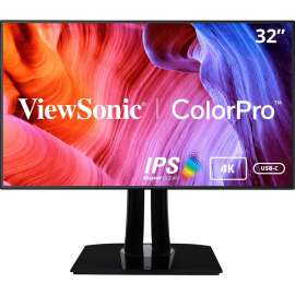 ViewSonic VP3268a-4K 32" ColorPro 4K UHD IPS Monitor with 90W Powered USB C, RJ45, sRGB and HDR10, 32" ColorPro Monitor, IPS Panel, 4K UHD 3840 x 2160px Resolution, 1.07 Billion Colors