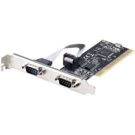 StarTech.com 2-Port PCI RS232 Serial Adapter Card, Dual Serial DB9 Ports, Expansion/Controller Card, Windows/Linux, Standard/Low Profile, Dual port PCI RS232 serial adapter card 16C550 UART/ASIX MCS9865, Expansion/controller card with speeds up to 115.2Kb