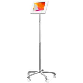 Cta Digital Inc. CTA Digital Mobile Stand & Universal Security Enclosure for iPad Gen 7-10 & More - Up to 11" Screen Support - 25" Width x 25" Depth - Floor - White