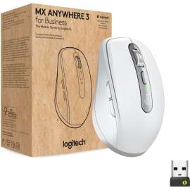 Logitech MX Anywhere 3 for Business (Pale Grey) - Brown Box - Darkfield - Wireless - Bluetooth - Rechargeable - Pale Gray - USB Type A - 4000 dpi - Scroll Wheel - 6 Button(s) - Right-handed Only