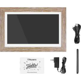 Aluratek 13.3" WiFi Touchscreen Distressed Wood Digital Photo Frame, 13.3" LCD Digital Frame, Wood, 1280 x 800, Wireless