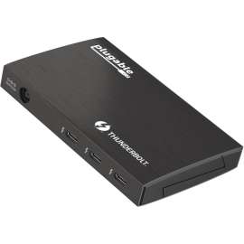 Plugable 4-Port Thunderbolt 4 Hub, Connect & Charge on Each Downstream TBT4 / USB4 Port, Add Single 8K / Dual 4K Displays, Mac & Windows, 60W Charging