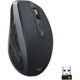 Logitech MX Anywhere 2S Wireless Mouse, Use On Any Surface, Hyper-Fast Scrolling, Rechargeable, Control Up to 3 Apple Mac and Windows Computers and Laptops (Bluetooth or USB), Graphite, Darkfield, Wireless, Bluetooth