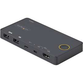 StarTech.com 2 Port Hybrid USB-A + HDMI & USB-C KVM Switch, Single 4K 60Hz HDMI 2.0 Monitor, Compact Desktop and/or Laptop HDMI KVM Switch, 2 Port Hybrid USB-A + HDMI and USB-C KVM Switch, 4K 60Hz on 1x HDMI 2.0 monitor, Switch between USB Type-C (DP Alt