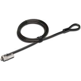 Kensington Slim Combo Lock w/Ultra Cable for Standard Slot, Resettable, 4-digit, Plastic, Carbon Steel, 6 ft