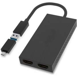 4XEM USB 3.0 to Dual HDMI 4K Display Adapter, 1 x Type A USB 3.0 Powered USB Male, 2 x HDMI HDMI 1.4 Digital Audio/Video Female, 3840 x 2160 Supported, Black