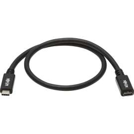 Tripp Lite USB C Extension Cable USB 3.2 Gen 2 60W PD Charging TB3 M/F 20in, 1.67 ft Thunderbolt 3 Data Transfer Cable for MacBook Pro, Chromebook, Notebook, Computer, Dock, Smartphone, Docking Station, Wall Charger, Power Bank, External Hard Drive, PC, .