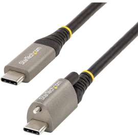 StarTech.com 3ft 1m Top Single Screw Locking USB C Cable 10Gbps, USB 3.1/3.2 Gen 2 Type-C Cable, 5A/100W PD, DP Alt Mode, USB-C to C Cord, 3.3ft/1m USB-C to C Top Screw Locking cable; USB 3.1 Gen 2/10Gbps; up to 100W (5A) PD 3.0; DP 1.4 Alt mode; 8K 30Hz,