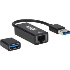 Tripp Lite USB C USB-A to RJ45 Gigabit Ethernet Network Adapter 2xM/F Black, USB 3.0 Type A, 128 MB/s Data Transfer Rate, 1 Port(s), 1