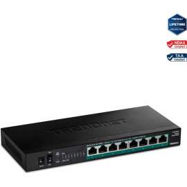TRENDnet 8-Port Unmanaged 2.5G PoE+ Switch, Fanless, Compact Desktop Design, Metal Housing, 2.5GBASE-T Ports, IEEE 802.3bz, 100W PoE Budget, Lifetime Protection, Black, TPE-TG380 - 8 Ports - 2.5 Gigabit Ethernet - 2.5GBase-T - 2 Layer Supported - Po