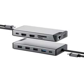 Alogic Universal 12-in-1 Mini Dock - DV3 - Triple Full HD Display - for Notebook - SD, microSD - 100 W - USB Type A, USB Type C - 3 Displays Supported - 1920 x 1080 - 3 x USB Type-A Ports - USB Type-A - USB Type-C - Network (RJ-45) - 1 x HDMI Ports