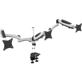 Amer Mounts Hydra HYDRA3XL Desk Mount for Monitor, Display Screen, Flat Panel Display, Curved Screen Display, White, Chrome, Black, Height Adjustable, 3 Display(s) Supported, 15" to 29" Screen Support