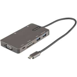 StarTech.com USB C Multiport Adapter, HDMI 4K 30Hz or VGA, 5Gbps USB 3.0 Hub (USB A / USB C Ports), 100W Power Delivery, SD/Micro SD, GbE, USB-C multiport adapter 4K 30Hz HDMI or VGA, USB 5Gbps 2x USB-A / 1x USB-C / 1x 100W Power Delivery Passthrough/Micr
