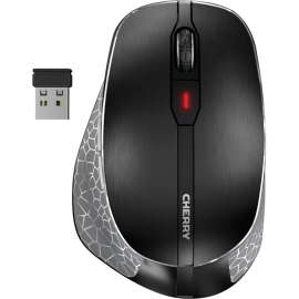 CHERRY MW 8C ERGO Rechargeable Black Wireless Mouse, Bluetooth or wireless 2.4 GHz, AES 128 bit Encryption, Adjustable DPI, Rechargeable Lithium battery
