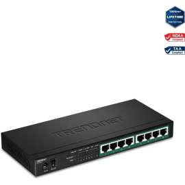 TRENDnet 8-Port Gigabit PoE+ Switch, 65W PoE Power Budget, 16Gbps Switching Capacity, IEEE 802.1p QoS, DSCP Pass-Through Support, Fanless, Wall Mountable, Lifetime Protection, Black, TPE-TG83 - 8 Ports - Gigabit Ethernet - 10/100/1000Base-T - 2 Laye