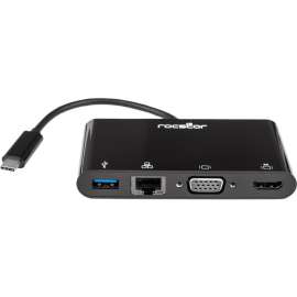 Rocstor Docking Station, for Notebook/Monitor, USB Type C, 4K, 2K, Full HD, 3840 x 2160, 1920 x 1080, 1920 x 1200