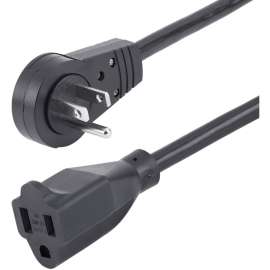 StarTech.com 3ft Power Extension Cord, Rotating Flat Plug Extension Cord, NEMA 5-15P to NEMA 5-15R Cable, 16 AWG, 125V/15A, 360 degree rotating flat plug extension cord, Use 3ft power extension cord w/ wall outlet/power bar without blocking other outlets,