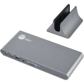 SIIG USB-C Dual 4K Video MST Docking Station with 60WPD Charging, Ingenious Detachable Design, Ultra-speed Data Transfer- 3 Display Modes USB-C Dual 4K Video MST Docking Station with 60W PD Charging -Vertical stand & Horizontal using design, Dual HDMI dis