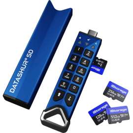 iStorage datAshur SD USB 3.2 (Gen 1) Type C Flash Drive/Flash Card Reader, USB 3.2 (Gen 1) Type C, 100 MB/s Read Speed, 95 MB/s Write Speed, 256-bit AES