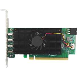 HighPoint RocketU 1444C PCIe 3.0 x16 USB 3.2 20Gb/s Host Controller, PCI Express 3.0 x16, Plug-in Card, 4 USB Port(s), UASP Support