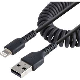 StarTech.com 50cm/20in USB to Lightning Cable, MFi Certified, Coiled iPhone Charger Cable, Black, Durable TPE Jacket Aramid Fiber, 20in (50cm) Coiled USB to Lightning charging cable with aramid fiber, Durable High quality USB A 2.0 cable with extended str