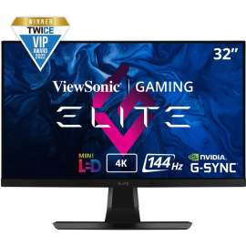 ViewSonic ELITE XG321UG 32 Inch 4K IPS 144Hz Gaming Monitor with G-Sync, Mini LED, Nvidia Reflex, HDR1400, Advanced Ergonomics, HDMI and DP for Esports, 32" ELITE Gaming Monitor, Nano In-plane Switching (IPS) Technology, 4K UHD 3840 x 2160, Mini-LED