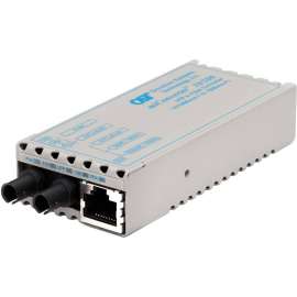 Omnitron Systems miConverter 10/100 Ethernet Fiber Media Converter RJ45 ST Multimode 5km, 1 x 10/100BASE-TX, 1 x 100BASE-FX, US AC Powered, Lifetime Warranty