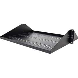 2U Vented Server Rack Cabinet Shelf - Fixed 14" Deep Cantilever Rackmount Tray for 19" Data/AV/Network Enclosure w/Cage Nuts - 2U 19in vented server rack cabinet shelf/rackmount cantilever tray 14in deep - Universal fit in existing EIA/