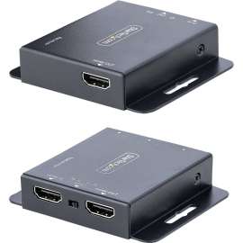 StarTech.com 4K HDMI Extender over CAT6/CAT5 Ethernet Cable, 4K 30Hz or 1080p 60Hz Video Extender, HDMI Transmitter and Receiver Kit, HDMI Extender over CAT6/CAT5 Ethernet, 4K 30Hz up to 130ft (40m) or 1080p up to 230ft (70m); One power supply w/ PoC; No 