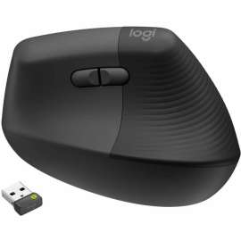 Logitech Lift Ergo Mouse, Optical, Wireless, Bluetooth/Radio Frequency, Graphite