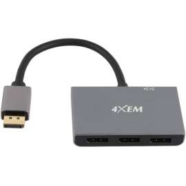 4XEM 3-Port DisplayPort to DisplayPort 8K Dual 4K Multi-Monitor Hub, 2.48 ft DP Hub A/V Cable for Monitor, Gaming PC, Home Theater System, Display Screen, Audio/Video Device, First End: 1 x DisplayPort 1.4 Digital Audio/Video, Male, Second End: 3 x Displa