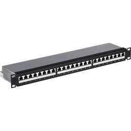4XEM CAT6A 24-Port Patch Panel, 24 Port(s), 24 x RJ-45, 1U High, Black