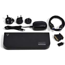V7 USB Dual DisplayLink Docking Station, USB Type C, 2K, QHD, 2048 x 1280, 2560 x 1440, 2048 x 1152, 6 x USB Ports