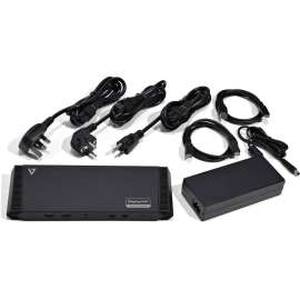 V7 USB-C Triple DisplayLink Docking Station, 65 W, USB Type C, 3 Displays Supported, 2K, 4K